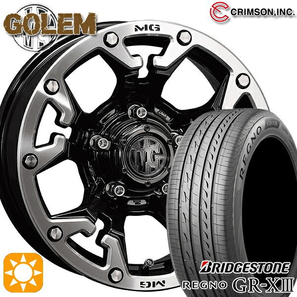【取付対象】カムリ ヴェゼル 215/55R17 94V ブリヂストン レグノ GR-X3 クリムソン MG ゴーレム ブラックマシニングリップ 17インチ 7.0J 5H114.3 サマータイヤホイールセット |トレッド新横浜師岡店