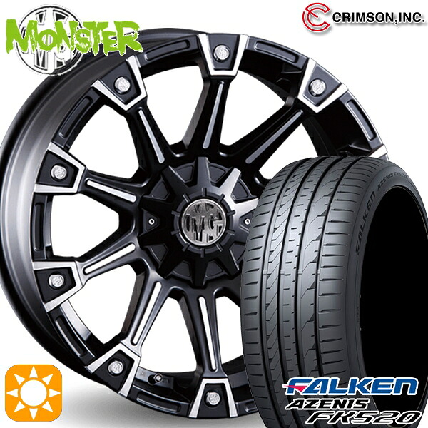 【取付対象】215/45R17 91Y XL ファルケン アゼニス FK520 クリムソン MG モンスター ブラックポリッシュ 17インチ 7.0J 10H114.3/127 サマータイヤホイールセット |トレッド新横浜師岡店