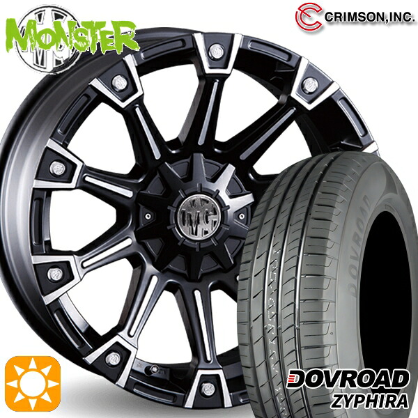 【取付対象】215/65R16 98H DOVROAD ザイファイラ クリムソン MG モンスター ブラックポリッシュ 16インチ 7.0J 10H114.3/127 サマータイヤホイールセット