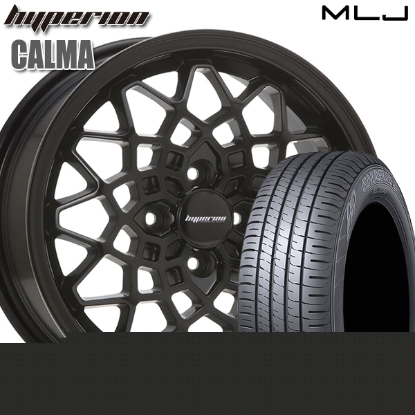 【取付対象】165/60R15 77Q ダンロップ エナセーブ EC204 MLJ ハイペリオン カルマ サテンブラック 15インチ 5.0J 4H100 サマータイヤホイールセット