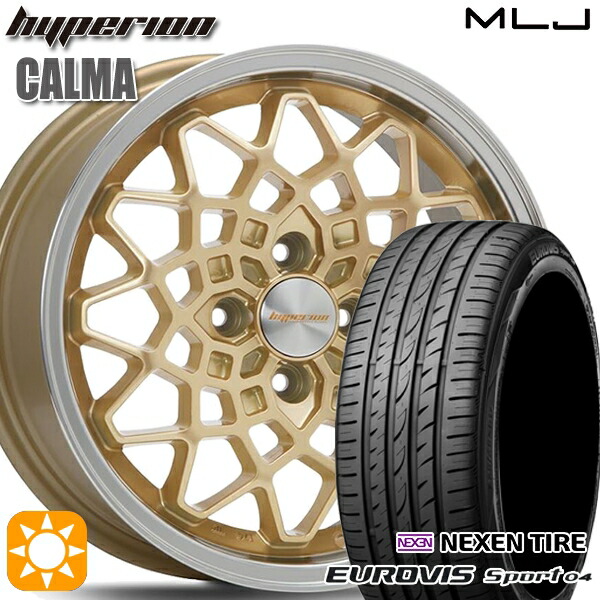 【取付対象】165/60R14 75H ロードストーン ユーロビズ Sport 04 MLJ ハイペリオン カルマ ゴールド/リムポリッシュ 14インチ 5.0J 4H100 サマータイヤホイールセット