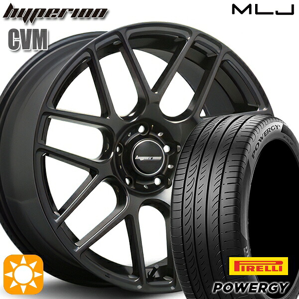 【取付対象】クラウン アコード 245/35R19 93Y XL ピレリ パワジー POWERGY MLJ ハイペリオン CVM ハーフグロスブラック 19インチ 8.5J 5H114.3 サマータイヤホイールセット