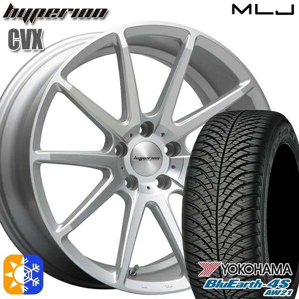 225/45R18 95Y XL ヨコハマ ブルーアース 4S AW21 MLJ ハイペリオン CVX セミグロスポリッシュ/シルバー 18インチ 8.0J 5H114.3 オールシーズンタイヤホイールセット