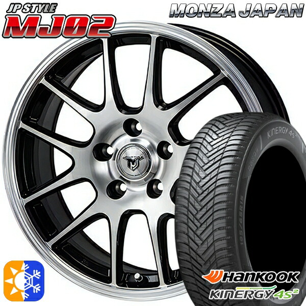エルグランド クロスロード 215/65R16 102V XL ハンコック KInERGy 4s 2 (H750) モンツァ JPスタイル MJ02 ブラックメタリックポリッシュ 16インチ 6.5J 5H114.3 オールシーズンタイヤホイールセット
