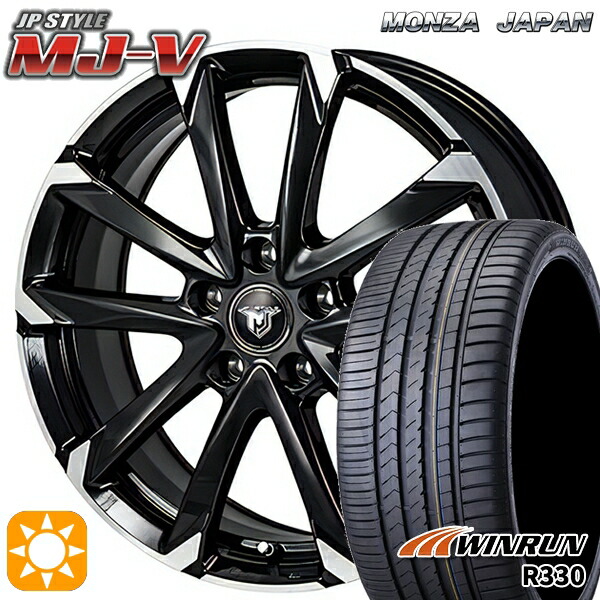 【取付対象】225/50R17 98W XL ウィンラン R330 モンツァ JPスタイル MJ-V ブラックメタリック/ポリッシュ 17インチ 7.0J 5H114.3 サマータイヤホイールセット