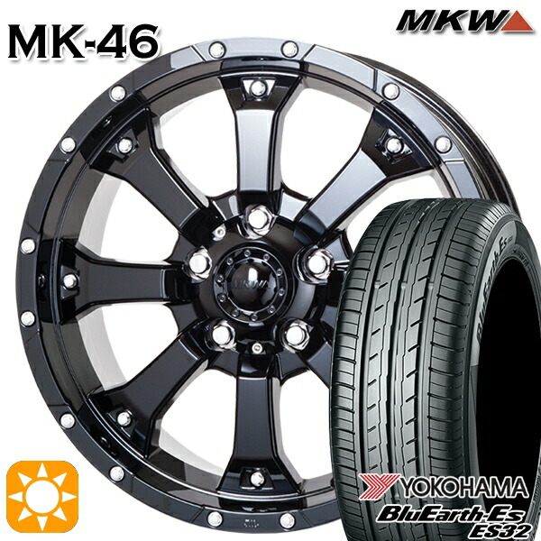 【取付対象】205/60R16 92H ヨコハマ ブルーアース ES32 MKW MK-46 グロスブラック 16インチ 7.0J 5H114.3 サマータイヤホイールセット