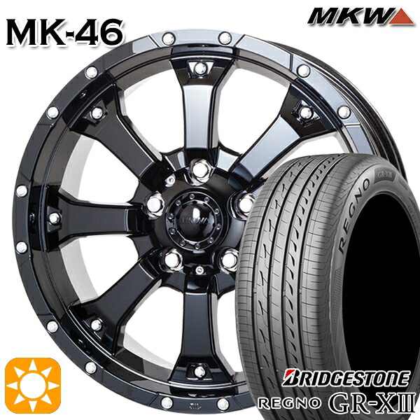 【取付対象】プリウスα ストリーム 205/60R16 92V ブリヂストン レグノ GR-X3 MKW MK-46 グロスブラック 16インチ 7.0J 5H114.3 サマータイヤホイールセット
