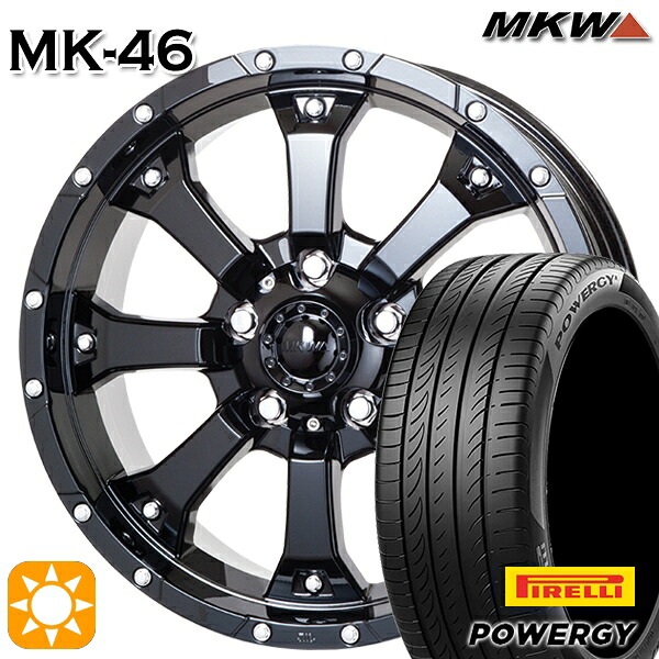 【取付対象】195/60R16 89H ピレリ パワジー MKW MK-46 グロスブラック 16インチ 7.0J 5H114.3 サマータイヤホイールセット ｜トレッド新横浜師岡店