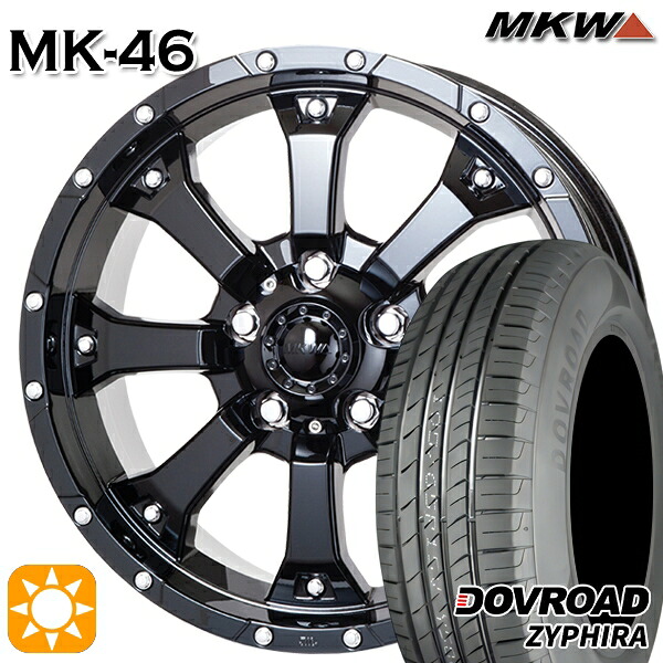 【取付対象】215/65R16 98H DOVROAD ザイファイラ MKW MK-46 グロスブラック 16インチ 7.0J 5H114.3 サマータイヤホイールセット