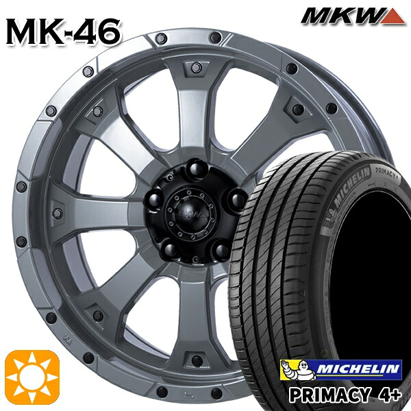【取付対象】195/60R16 89H ミシュラン プライマシー4プラス MKW MK-46 ヘルキャット 16インチ 7.0J 5H114.3 サマータイヤホイールセット