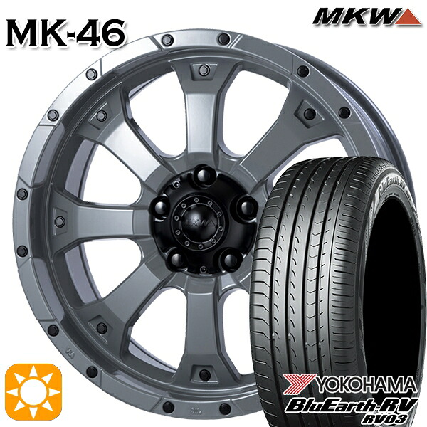 【取付対象】215/60R16 95H ヨコハマ ブルーアース RV03 MKW MK-46 ヘルキャット 16インチ 7.0J 5H114.3 サマータイヤホイールセット