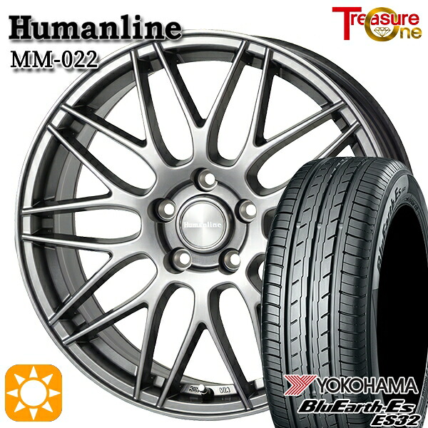 【取付対象】ライズHB ロッキーHB 205/60R16 92H ヨコハマ ブルーアース ES32 トレジャーワン ヒューマンライン MM022 ダークグレー 16インチ 6.5J 5H100 サマータイヤホイールセット |トレッド新横浜師岡店