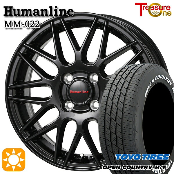 【取付対象】フィット アクア 185/60R15 84H トーヨー オープンカントリー H/T2 WL トレジャーワン ヒューマンライン MM022 ブラック 15インチ 5.5J 4H100 サマータイヤホイールセット