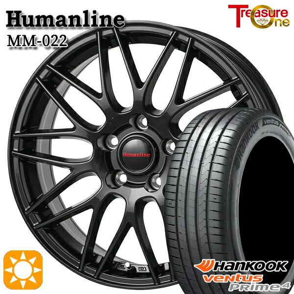【取付対象】セレナ ラフェスタ 195/60R16 89V ハンコック veNtus PRime4 K135 トレジャーワン ヒューマンライン MM022 ブラック 16インチ 6.5J 5H114.3 サマータイヤホイールセット