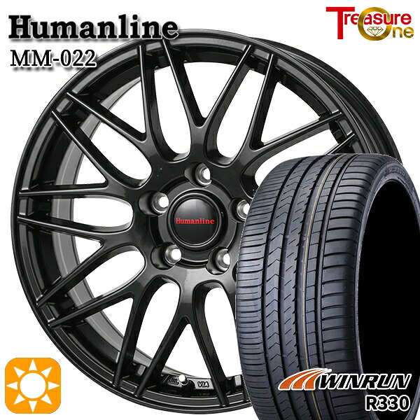 【取付対象】225/45R18 95W XL ウィンラン R330 トレジャーワン ヒューマンライン MM022 ブラック 18インチ 7.5J 5H114.3 サマータイヤホイールセット ｜トレッド新横浜師岡店