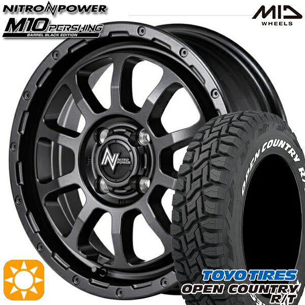 【取付対象】155/65R14 75Q WL トーヨー オープンカントリー R/T ホワイトレター MID ナイトロパワー M10 パーシング バレルブラック 14インチ 4.5J 4H100 サマータイヤホイールセット ｜トレッド新横浜師岡店