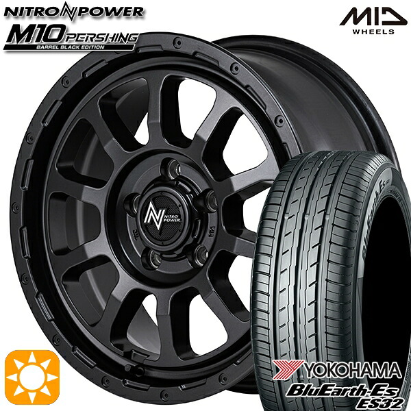 【取付対象】205/60R16 92H ヨコハマ ブルーアース ES32 MID ナイトロパワー M10 パーシング バレルブラック 16インチ 7.0J 5H114.3 サマータイヤホイールセット |トレッド新横浜師岡店