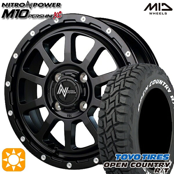 【取付対象】アゲ軽 165/80R14 97/95N LT トーヨー オープンカントリー R/T ホワイトレター MID ナイトロパワー M10パーシングKC セミグロスブラック/マシニング 14インチ 4.5J 4H100 サマータイヤホイールセット |トレッド新横浜師岡店