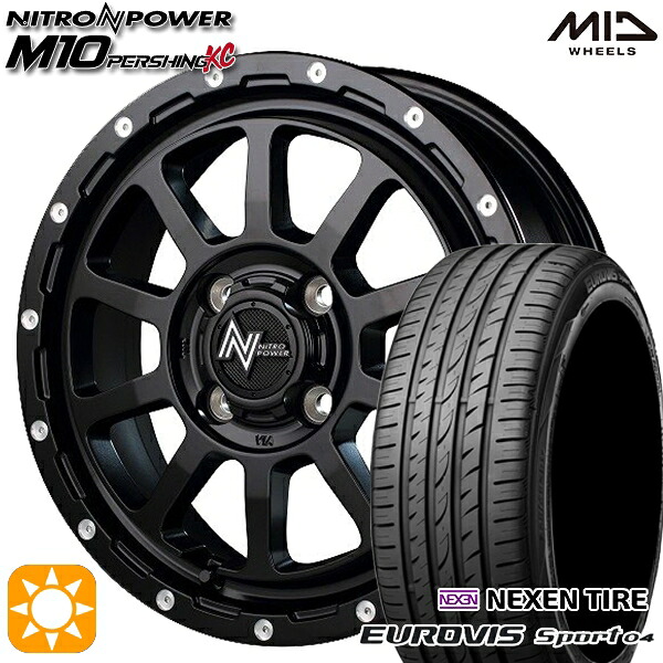 【取付対象】165/60R14 75H ロードストーン ユーロビズ Sport 04 MID ナイトロパワー M10パーシングKC セミグロスブラック/マシニング 14インチ 4.5J 4H100 サマータイヤホイールセット |トレッド新横浜師岡店