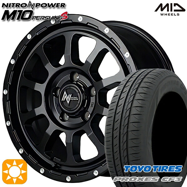 【取付対象】エスティマ ヤリスクロス 215/60R16 95H トーヨー プロクセス CF3 MID ナイトロパワー M10パーシングS セミグロスブラック/マシニング 16インチ 7.0J 5H114.3 サマータイヤホイールセット