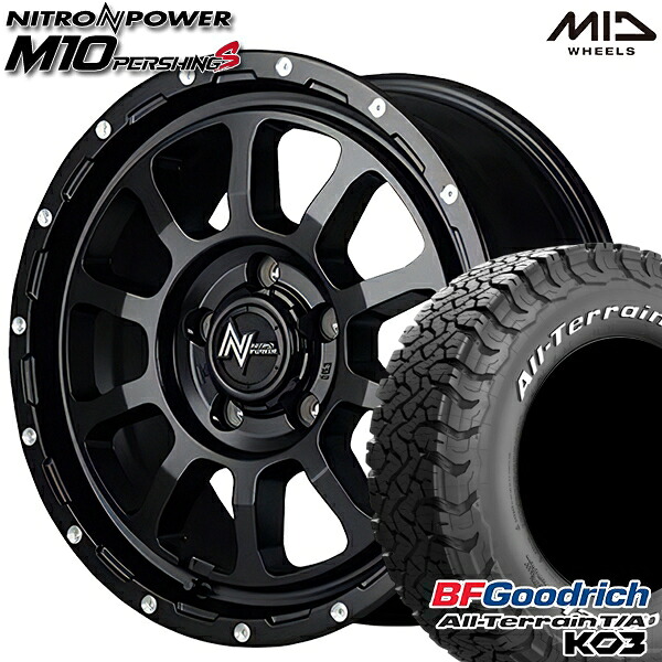 【取付対象】215/70R16 100/97S RWL BFグッドリッチ オールテレーン T/A KO3 MID ナイトロパワー M10パーシングS セミグロスブラック/マシニング 16インチ 7.0J 5H114.3 サマータイヤホイールセット |トレッド新横浜師岡店