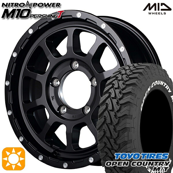 【取付対象】[5本セット]ジムニー LT225/75R16 103/100Q トーヨー オープンカントリー M/T MID ナイトロパワー M10パーシングJ セミグロスブラック/マシニング 16インチ 5.5J 5H139.7 サマータイヤホイールセット ｜トレッド新横浜師岡店