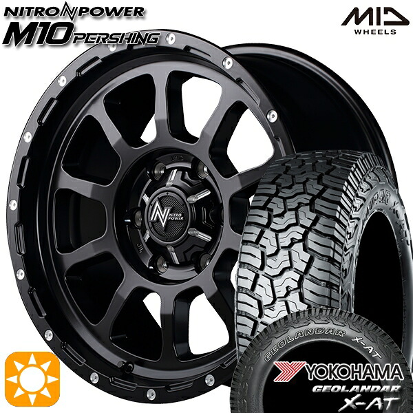 【取付対象】200系ハイエース 215/65R16 109/107Q ヨコハマ ジオランダー X-AT G016 OWL MID ナイトロパワー M10パーシング セミグロスブラック/マシニング 16インチ 6.5J 6H139.7 サマータイヤホイールセット