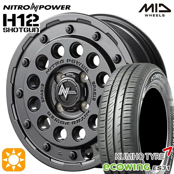 【取付対象】155/65R14 75T クムホ エコウィング ES31 MID ナイトロパワー H12ショットガン バレルブラック 14インチ 4.5J 4H100 サマータイヤホイールセット ｜トレッド新横浜師岡店