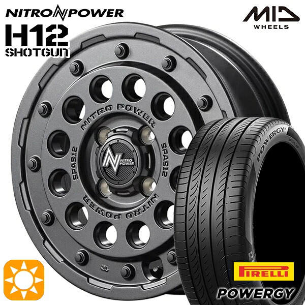 【取付対象】N-BOX ウェイク 165/55R15 75H ピレリ パワジー MID ナイトロパワー H12ショットガン バレルブラック 15インチ 5.0J 4H100 サマータイヤホイールセット