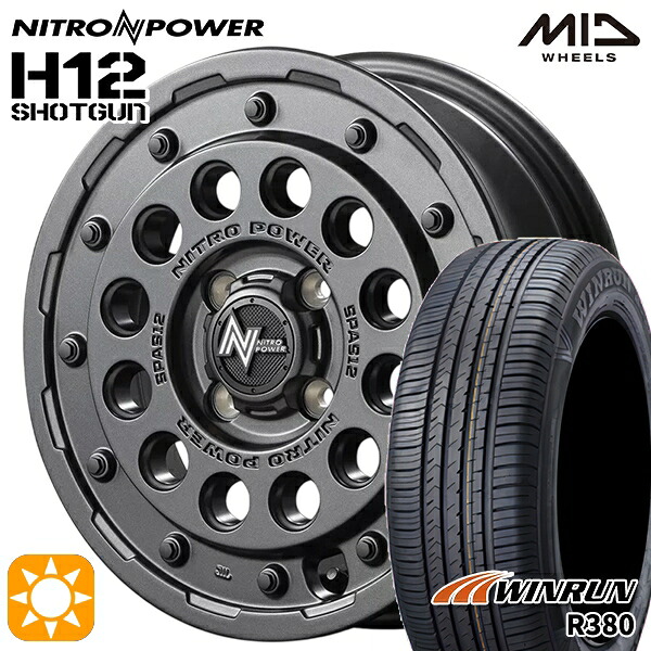 【取付対象】エブリィワゴン 165/60R14 75H ウィンラン R380 MID ナイトロパワー H12ショットガン バレルブラック 14インチ 4.5J 4H100 サマータイヤホイールセット