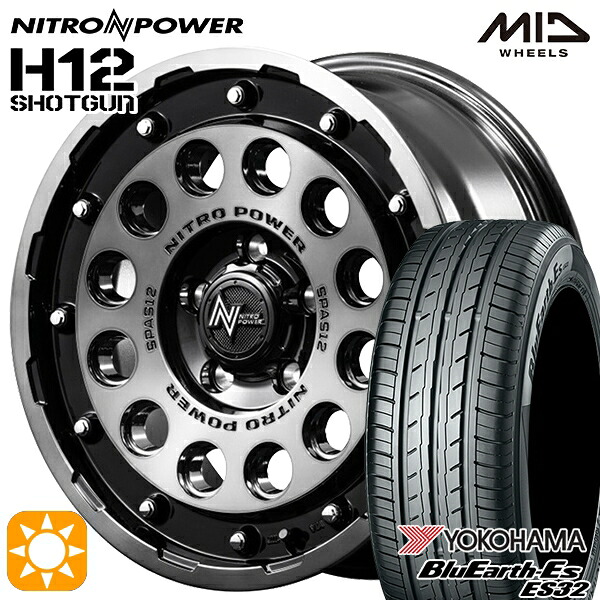 【取付対象】205/65R16 95H ヨコハマ ブルーアース ES32 MID ナイトロパワー H12ショットガン ブラッククリア/マシニング 16インチ 7.0J 5H114.3 サマータイヤホイールセット
