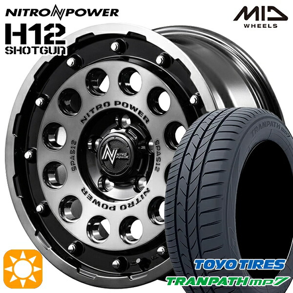 【取付対象】215/65R16 98H トーヨー トランパス mp7 MID ナイトロパワー H12ショットガン ブラッククリア/マシニング 16インチ 7.0J 5H114.3 サマータイヤホイールセット
