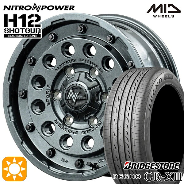 【取付対象】エスティマ ヤリスクロス 215/60R16 95V ブリヂストン レグノ GRX3 MID ナイトロパワー H12ショットガン タクティカルエディション GMS 16インチ 7.0J 5H114.3+40 サマータイヤホイールセット