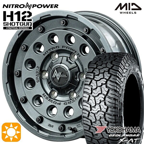 【取付対象】200系ハイエース 215/70R16 100/97Q ヨコハマ ジオランダー X-AT G016 MID ナイトロパワー H12ショットガン タクティカルエディション GMS 16インチ 6.5J 6H139.7+38 サマータイヤホイールセット