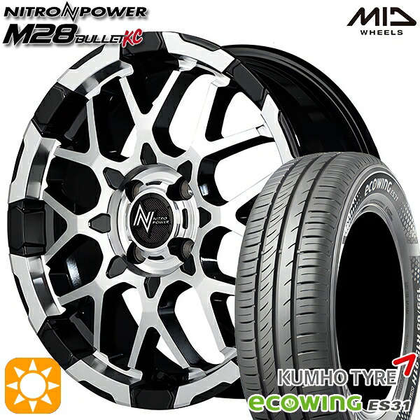 【取付対象】165/65R15 81H クムホ エコウィング ES31 MID ナイトロパワー M28バレットKC ブラック/ミラーカット 15インチ 5.0J 4H100 サマータイヤホイールセット