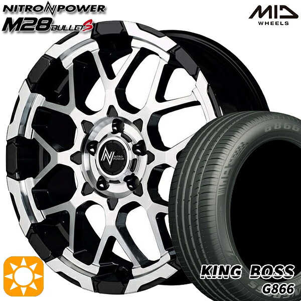 【取付対象】225/50R18 99W XL キングボス G866 MID ナイトロパワー M28バレットS ブラック/ミラーカット 18インチ 7.0J 5H114.3 サマータイヤホイールセット |トレッド新横浜師岡店