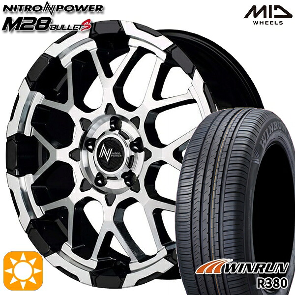 【取付対象】エスティマ ヤリスクロス 215/60R16 95H ウィンラン R380 MID ナイトロパワー M28バレットS ブラック/ミラーカット 16インチ 7.0J 5H114.3 サマータイヤホイールセット |トレッド新横浜師岡店