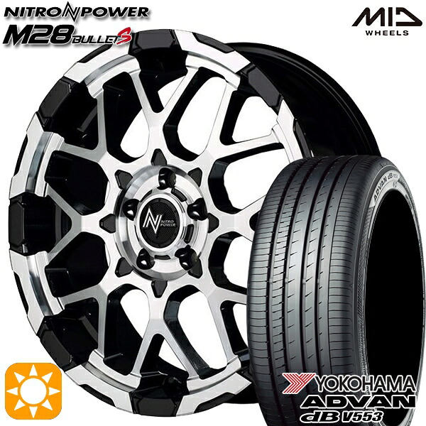 【取付対象】アクセラ アテンザ 215/45R18 93W XL ヨコハマ アドバンデシベル V553 MID ナイトロパワー M28バレットS ブラック/ミラーカット 18インチ 7.0J 5H114.3 サマータイヤホイールセット