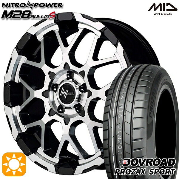 【取付対象】C-HR レガシィB4 225/50R18 99W XL DOVROAD プロザックススポーツ MID ナイトロパワー M28バレットS ブラック/ミラーカット 18インチ 7.0J 5H114.3 サマータイヤホイールセット |トレッド新横浜師岡店