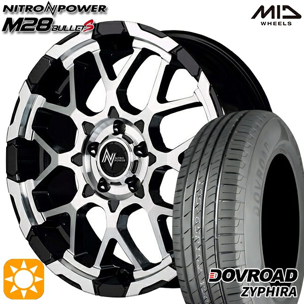 【取付対象】エルグランド クロスロード 215/65R16 98H DOVROAD ザイファイラ MID ナイトロパワー M28バレットS ブラック/ミラーカット 16インチ 7.0J 5H114.3 サマータイヤホイールセット