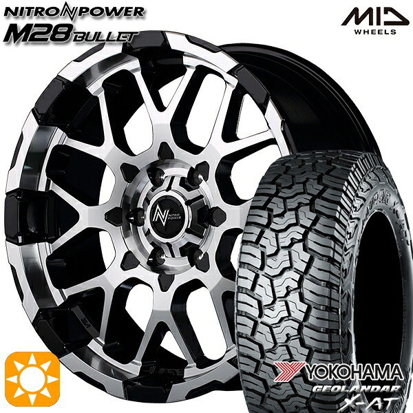 【取付対象】200系ハイエース LT215/70R16 100/97Q ヨコハマ ジオランダー X-AT G016 MID ナイトロパワー M28バレット ブラック/ミラーカット 16インチ 6.5J 6H139.7 サマータイヤホイールセット