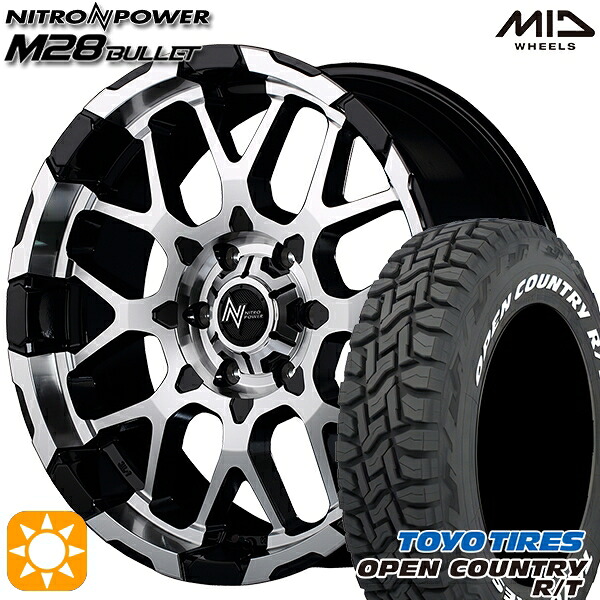 【取付対象】プラド 275/55R20 115/112Q トーヨー オープンカントリー R/T ホワイトレター MID ナイトロパワー M28バレット ブラック/ミラーカット 20インチ 8.5J 6H139.7 サマータイヤホイールセット