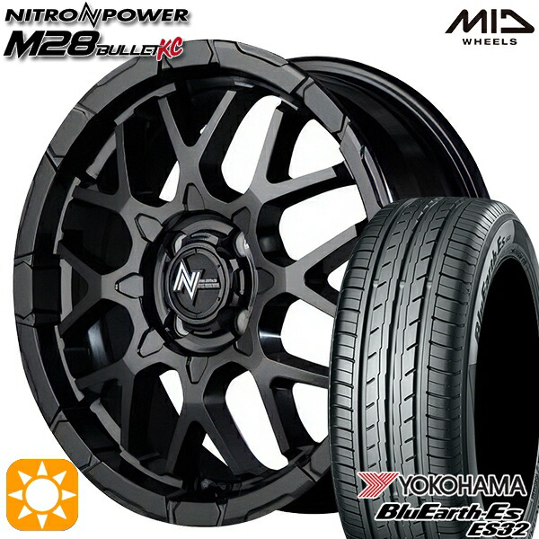【取付対象】185/55R16 83V ヨコハマ ブルーアース ES32 MID ナイトロパワー M28バレットKC セミグロスブラック 16インチ 6.0J 4H100 サマータイヤホイールセット