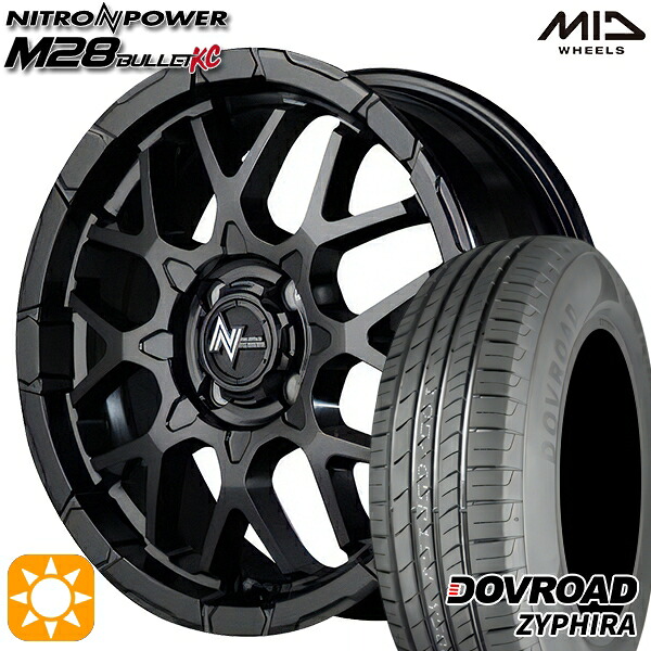 【取付対象】アクア デミオ ノート 195/55R16 87V DOVROAD ザイファイラ MID ナイトロパワー M28バレットKC セミグロスブラック 16インチ 6.0J 4H100 サマータイヤホイールセット |トレッド新横浜師岡店