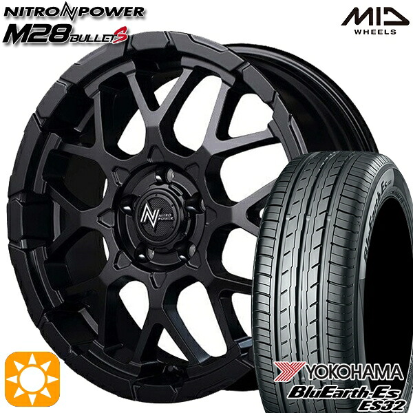 【取付対象】235/50R18 97W ヨコハマ ブルーアース ES32 MID ナイトロパワー M28バレットS セミグロスブラック 18インチ 7.0J 5H114.3 サマータイヤホイールセット
