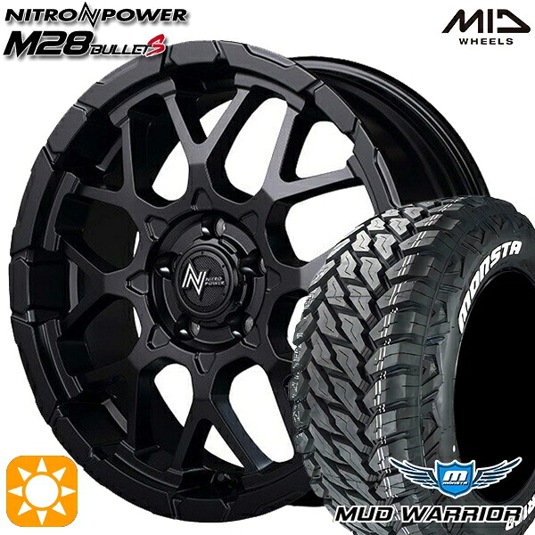 【取付対象】235/70R16 104/101Q LT RWL モンスタ マッドウォーリアー MID ナイトロパワー M28バレットS セミグロスブラック 16インチ 7.0J 5H114.3 サマータイヤホイールセット