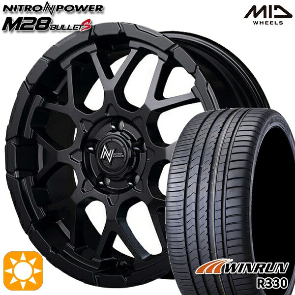 【取付対象】ジェイド アクセラ 225/40R18 92W XL ウィンラン R330 MID ナイトロパワー M28バレットS セミグロスブラック 18インチ 7.0J 5H114.3 サマータイヤホイールセット