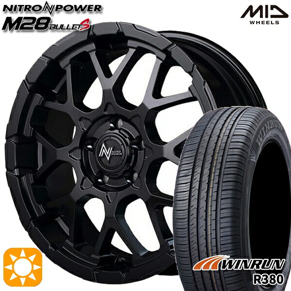 【取付対象】マツダ6 エクストレイル 225/60R18 104V XL ウィンラン R380 MID ナイトロパワー M28バレットS セミグロスブラック 18インチ 7.0J 5H114.3 サマータイヤホイールセット