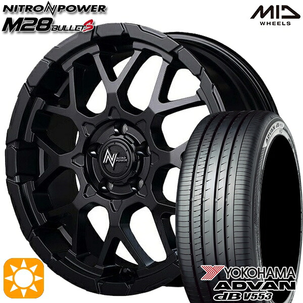 【取付対象】アウトランダー エクストレイル 225/55R18 98V ヨコハマ アドバンデシベル V553 MID ナイトロパワー M28バレットS セミグロスブラック 18インチ 7.0J 5H114.3 サマータイヤホイールセット