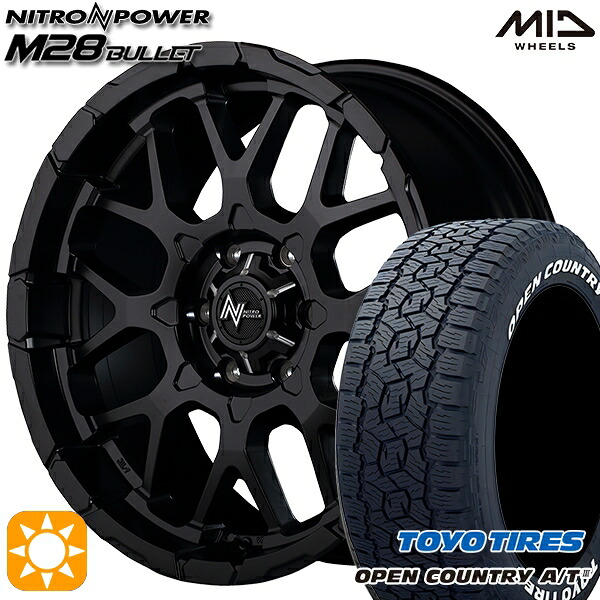 【取付対象】285/70R17 116/113Q トーヨー オープンカントリーA/T3 ホワイトレター MID ナイトロパワー M28バレット セミグロスブラック 17インチ 8.0J 6H139.7 サマータイヤホイールセット
